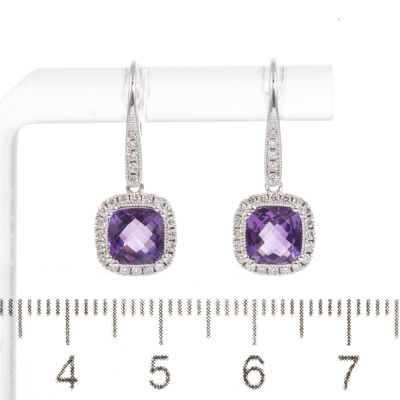 1.72ct Amethyst and Diamond Earrings - 2