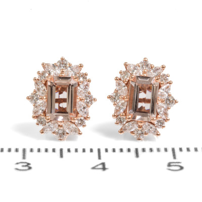 0.87ct Morganite and Diamond Earrings - 2