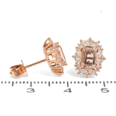 0.87ct Morganite and Diamond Earrings - 3