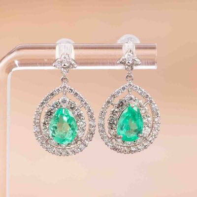 2.70ct Emerald and Diamond Earrings - 6