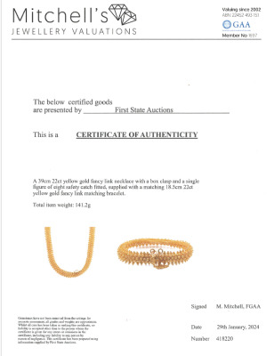 22ct Gold Necklace & Bracelet Set 141.2g - 5