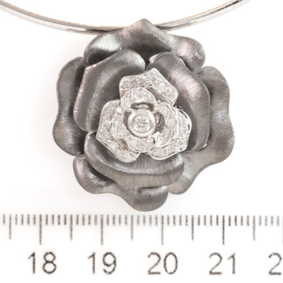 Diamond Flower Pendant/Brooch - 2