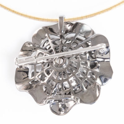 Diamond Flower Pendant/Brooch - 5