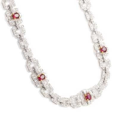 5.10ct Ruby and Diamond Necklace - 5