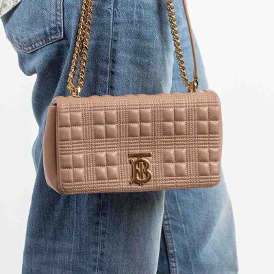 Burberry Quilted Lola Leather Bag Beige - 10