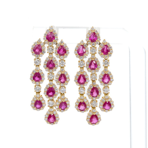 3.90ct Burmese Ruby and Diamond Earrings