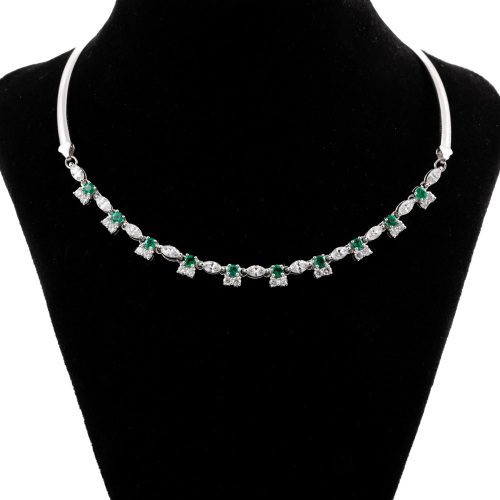 0.77ct Emerald & Diamond Omega Necklace