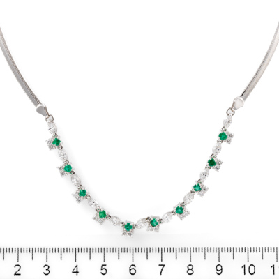 0.77ct Emerald & Diamond Omega Necklace - 2