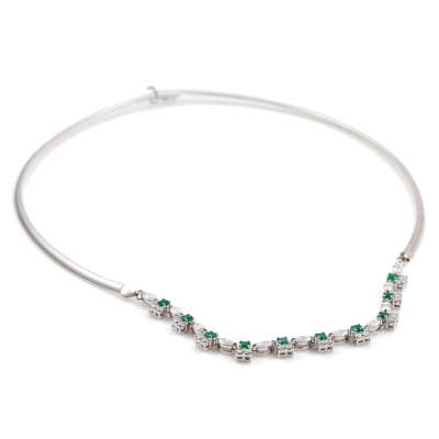 0.77ct Emerald & Diamond Omega Necklace - 6