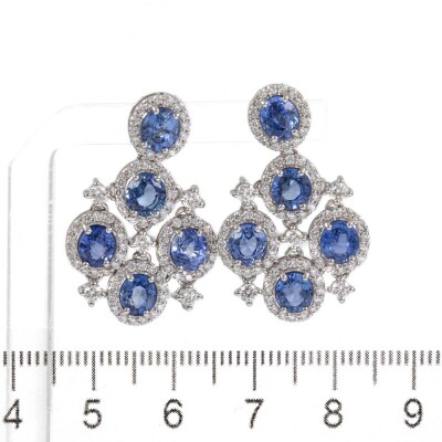 Sri Lankan Sapphire and Diamond Earrings - 2