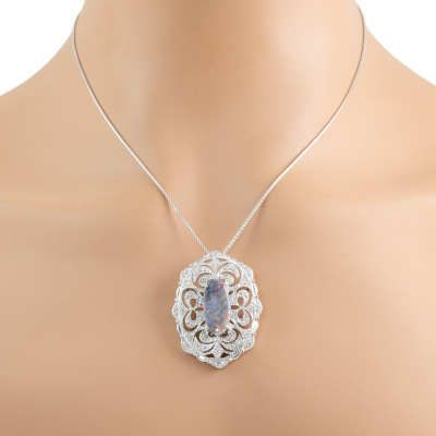 2.95ct Opal and Diamond Pendant/Brooch - 6