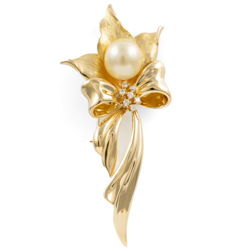 11.8mm South Sea Pearl & Diamond Brooch