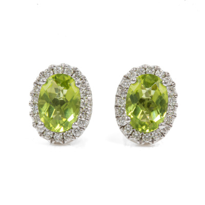 1.88ct Peridot and Diamond Earrings