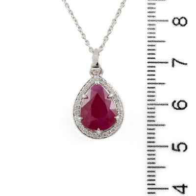 3.20ct Burmese Ruby and Diamond Pendant - 3