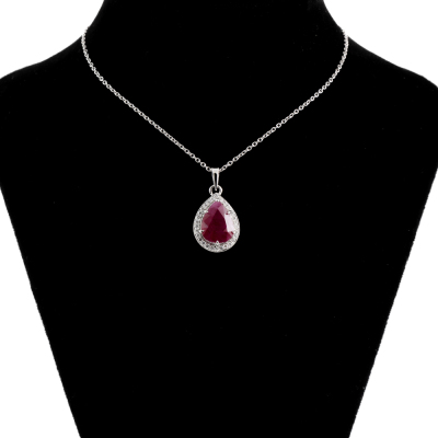 3.20ct Burmese Ruby and Diamond Pendant - 6