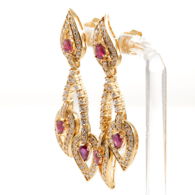 1.98ct Ruby and Diamond Earrings - 2