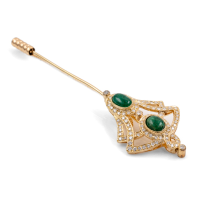1.20ct Emerald and Diamond Brooch - 4