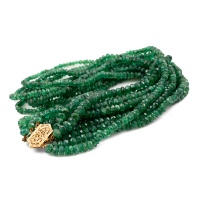Six-row Emerald Bead Necklace - 5