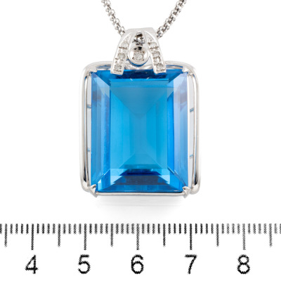 48.36ct Blue Topaz and Diamond Pendant - 2