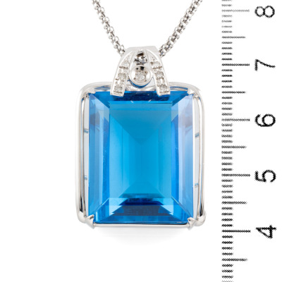 48.36ct Blue Topaz and Diamond Pendant - 3