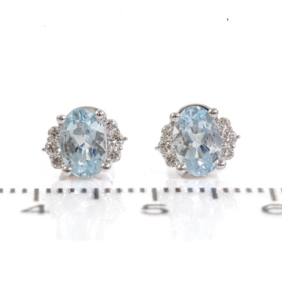 0.85ct Aquamarine and Diamond Earrings - 2