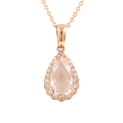 1.55ct Morganite and Diamond Pendant