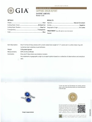 Sri Lankan Sapphire and Diamond Ring GIA - 4