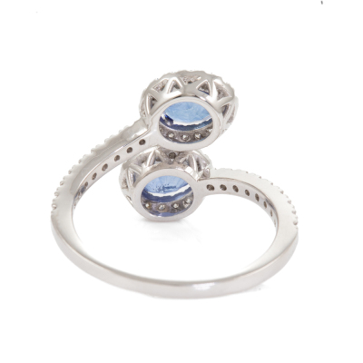 Sri Lankan Sapphire and Diamond Ring GIA - 5