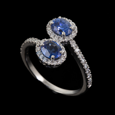 Sri Lankan Sapphire and Diamond Ring GIA - 6