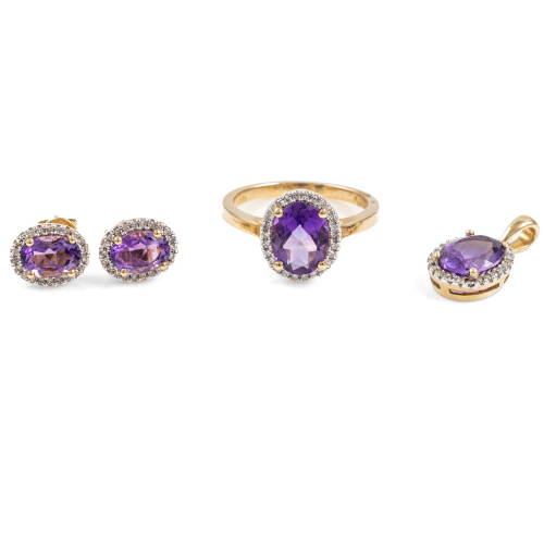 Amethyst Ring, Earring & Pendant set