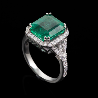 5.17ct Zambian Emerald and Diamond Ring - 7