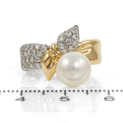 8.3mm Akoya Pearl and Diamond Ring - 2