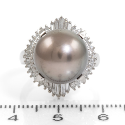 12.5mm Tahitian Pearl and Diamond Ring - 2