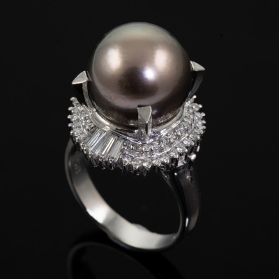12.5mm Tahitian Pearl and Diamond Ring - 5