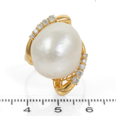 16.8x19.0mm Baroque South Sea Pearl Ring - 2