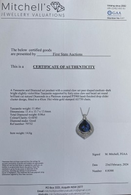 11.40ct Tanzanite and Diamond Pendant - 4