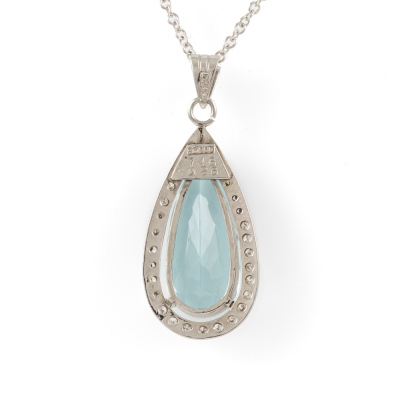 7.46ct Aquamarine & Diamond Pendant - 4