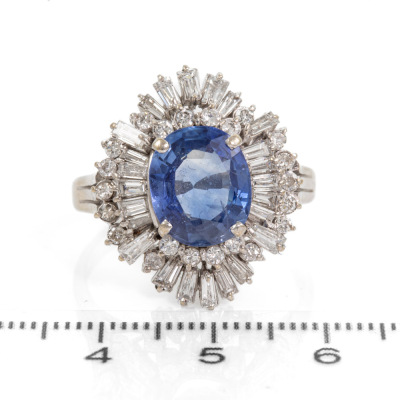5.07ct Ceylon Sapphire and Diamond Ring - 2