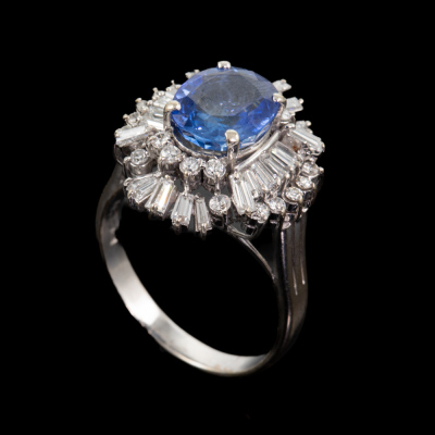 5.07ct Ceylon Sapphire and Diamond Ring - 5