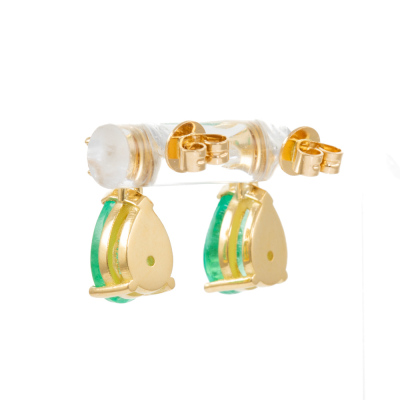 3.98ct Zambian Emerald, Diamond Earrings - 4