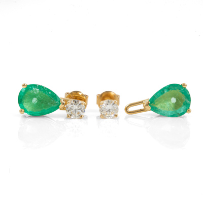 3.98ct Zambian Emerald, Diamond Earrings - 5