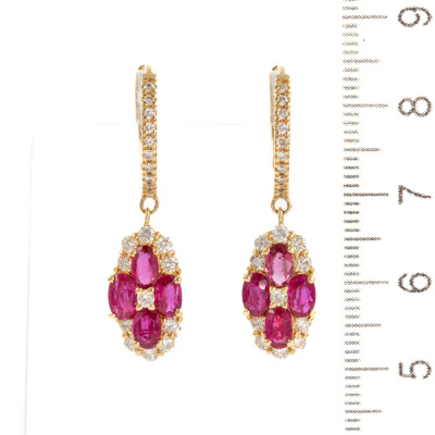 2.30ct Ruby and Diamond Earrings - 2