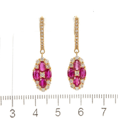 2.30ct Ruby and Diamond Earrings - 3