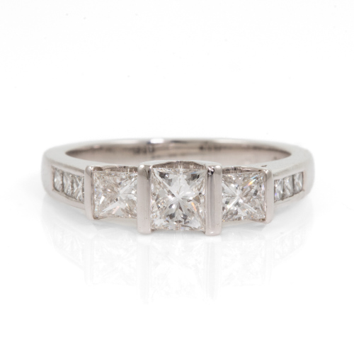 0.85ct Princess Cut Diamond Trilogy Ring