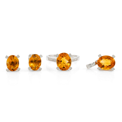 Citrine and Diamond Matching Set