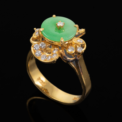Jade and Diamond Ring - 5