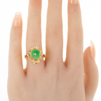 Jade and Diamond Ring - 6