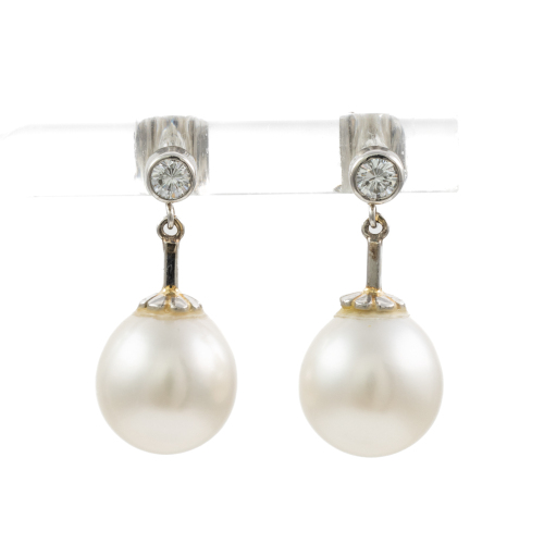 South Sea Pearl & Diamond Earrings