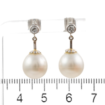 South Sea Pearl & Diamond Earrings - 2