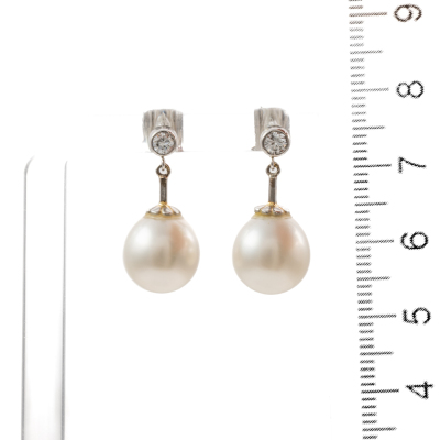 South Sea Pearl & Diamond Earrings - 4